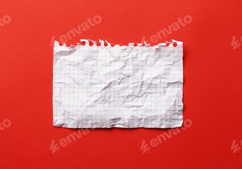 Preview: Crumpled Paper On A Red Background. Idea Concept. Close-Up