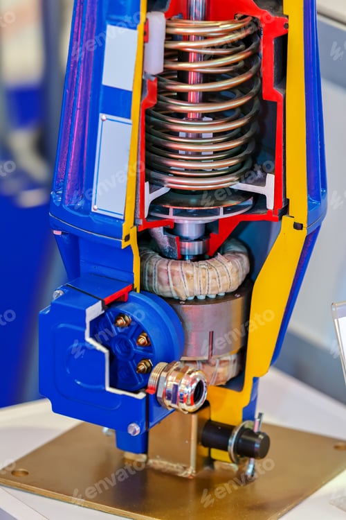 Preview: Cross Section Of Fabric Engine Part With Helical Spring; Note Shallow Depth Of Field