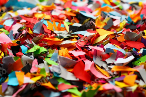 Preview: Torn Small Pieces Of Multi-Colored Paper, Bright Colorful Background
