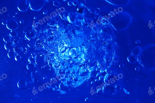 Preview: Abstract Toned Blue Background With Bubbles Of Water, Wallpaper Blank, Substrate For Text Or