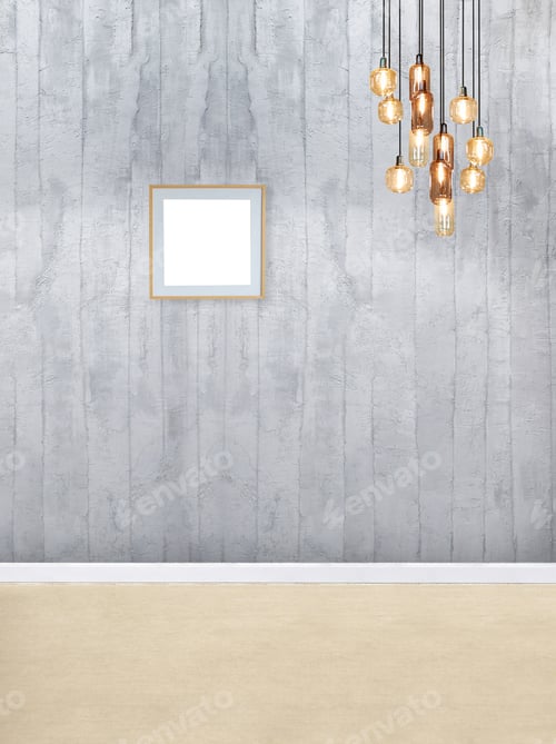 Preview: Contemporary Room with Grey Wall and Lighting Fixture