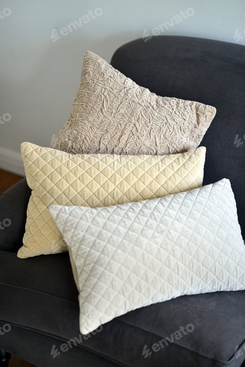 Preview: Selection Of Different Cushions On A Grey Couch