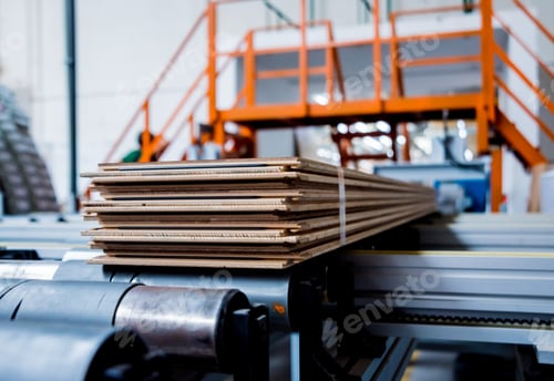 Preview: Production Line Of The Wooden Floor Factory. Cnc Automatic Woodworking Machine. Industrial