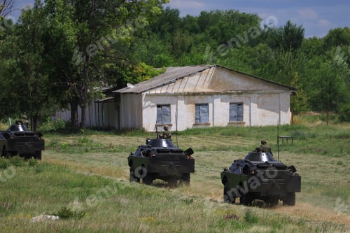 Preview: Armored Personnel Carrier Infantry Fighting Vehicle. Military Background With Copyspace. Lots Of