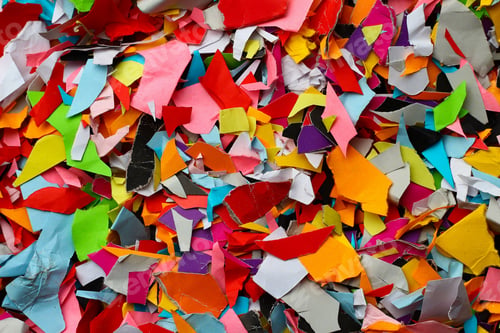 Preview: Torn Small Pieces Of Multi-Colored Paper, Bright Colorful Background
