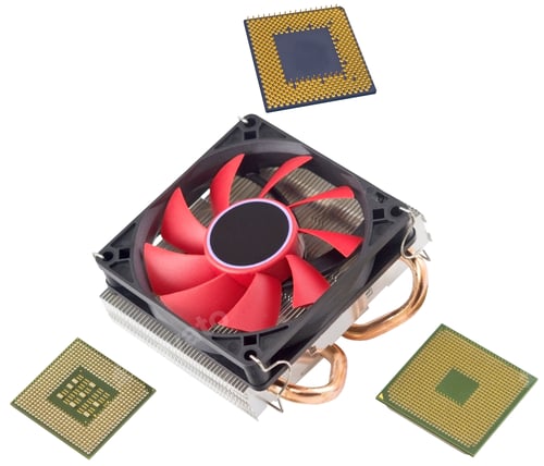 Preview: Cooling Fan With Heatsink And Cpu On White Background
