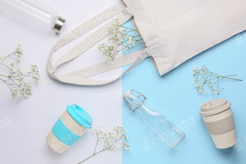 Preview: Reusable Shopping Bag with Reusable Water Bottles