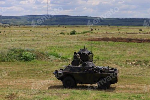 Preview: Armored Personnel Carrier Infantry Fighting Vehicle. Military Background With Copyspace. Lots Of