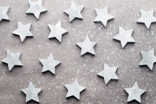 Preview: Vintage Wooden Christmas Decor On The Snow Background.