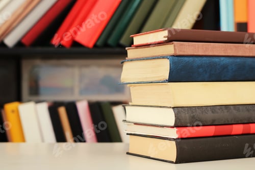 Preview: Books On The Table In Library