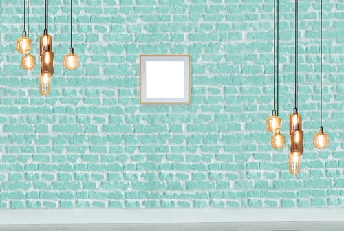 Preview: Aqua Brick Wall with Lights and Frame