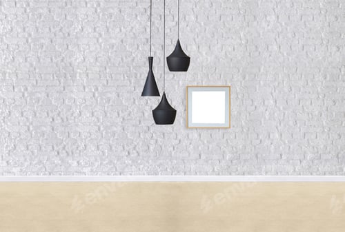 Preview: Three Lamps Hanging Above a Brick Wall