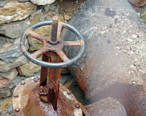 Preview: Water Supply System And Old Very Rust Gate Valves