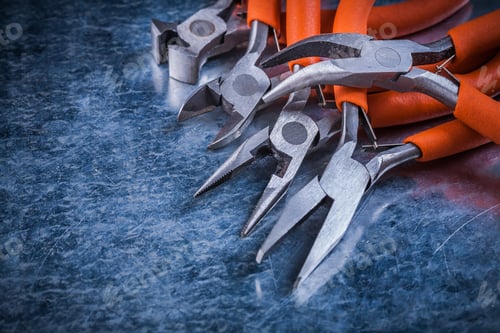 Preview: Sharp Insulated Electric Pliers Nippers Horizontal Version Electricity Concept.