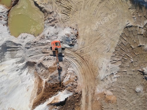 Preview: Aerial View Of The Earth Mover In The Quarry In Ukraine. Drone Photo.