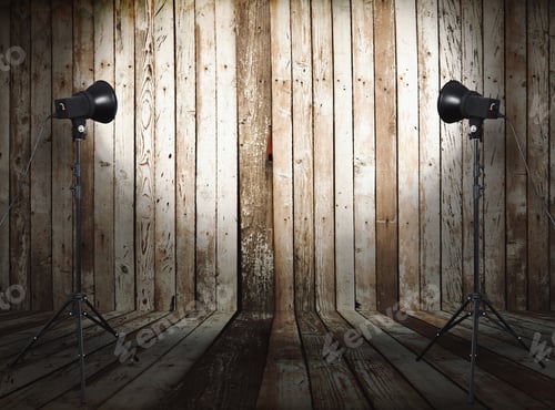 Preview: Photo Studio In Old Room With Wooden Wall