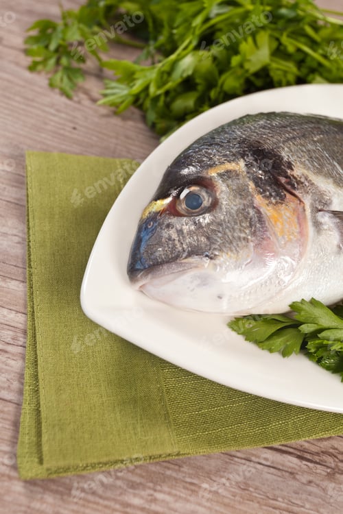 Preview: Fresh Raw Sea Bream Ready To Be Cooked