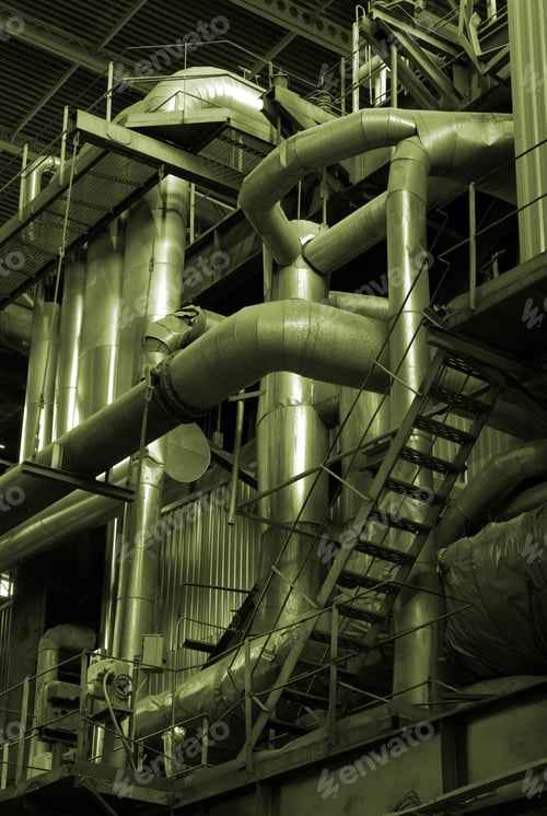 Preview: Pipes And Tubes And Chimney At A Power Plant