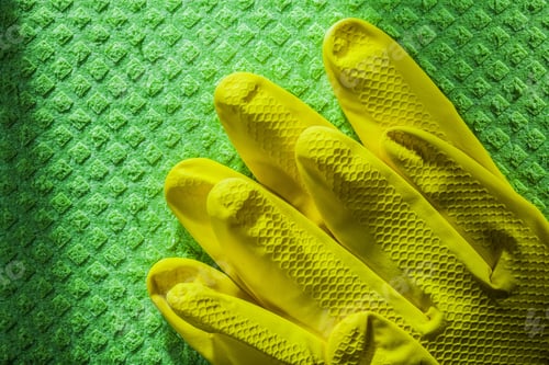 Preview: Protective Gloves On Cleaning Washcloth.