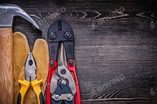 Preview: Safety Leather Gloves Pliers Steel Wire Cutter Claw Hammer Copyspace.