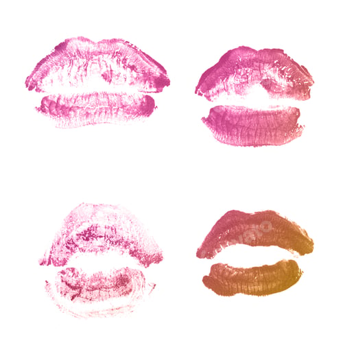 Preview: Female Lips Lipstick Kiss Print Set For Valentine Day And Love Collection Isolated On White