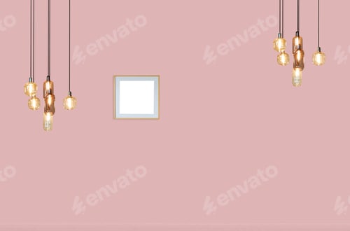 Preview: Soft Pink Wall with Frame and Light Fixtures