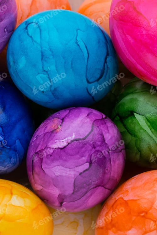 Preview: Bright, Colorful Easter Eggs In Isolated On White.