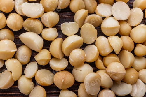 Preview: Delicious Macadamia Nuts On A Wooden Rustic Background