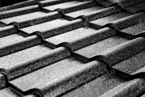 Preview: Gray Metallic Roof Tiles Background With Light Pattern.