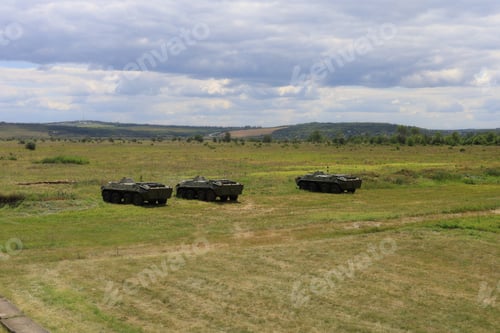 Preview: Armored Personnel Carrier Infantry Fighting Vehicle. Military Background With Copyspace. Lots Of
