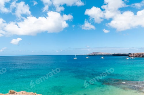 Preview: Panorama Of Beautiful Beach And Tropical Sea Of Lanzarote. Canaries