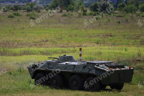 Preview: Armored Personnel Carrier Infantry Fighting Vehicle. Military Background With Copyspace.