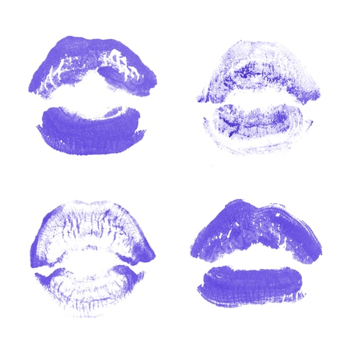 Preview: Female Lips Lipstick Kiss Print Set For Valentine Day And Love Collection Isolated On White