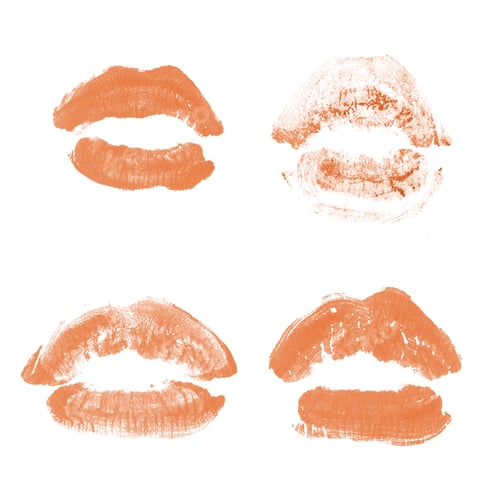 Preview: Female Lips Lipstick Kiss Print Set For Valentine Day And Love Collection Isolated On White