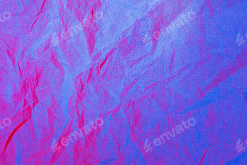 Preview: Crumpled Paper Napkin. Abstract Background Of Street Cyber Neon Colors In Dark Or Low Key.