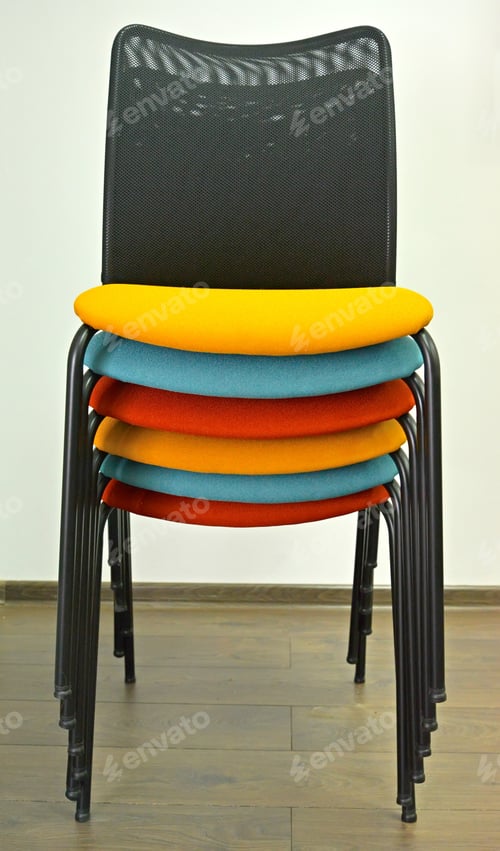 Preview: Office Chairs Are Put With Color Semi-Soft Seats In A Stack