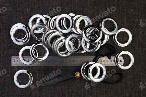 Preview: Glossy Nickel-Plated Or Chrome-Plated Eyelets For Attaching Curtains In The Design Workshop