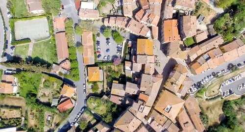 Preview: Aerial Overhead View Of Guardistallo, Small Medieval Town Of Tuscany.