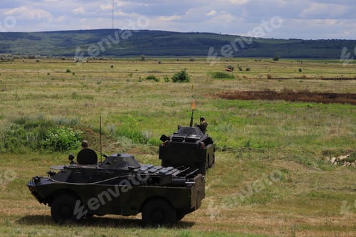 Preview: Armored Personnel Carrier Infantry Fighting Vehicle. Military Background With Copyspace. Lots Of