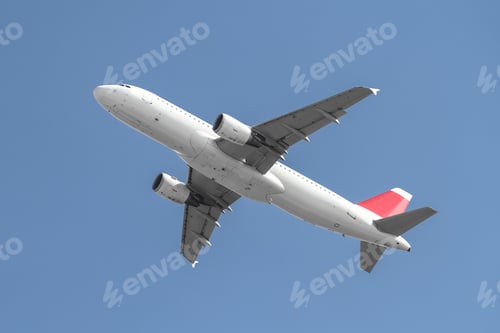 Preview: Passenger Airplane In The Sky With Blue Background