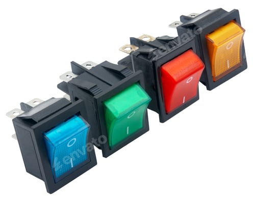 Preview: Electronic Component. Switch On White Background