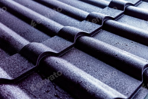 Preview: Violet Metallic Roof Tiles Background With Light Pattern.