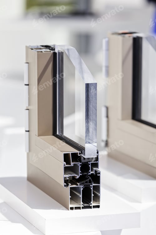 Preview: Cross Section Of Aluminum Profile For Window; Note Shallow Depth Of Field