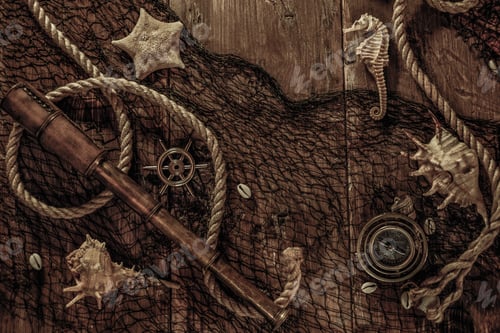 Preview: Sea Concept On A Wooden Table Background