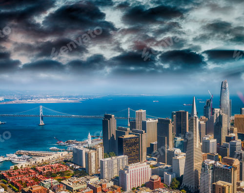 Preview: Aerial View Of San Francisco Skyline On A Beautiful Sunny Summer Day.