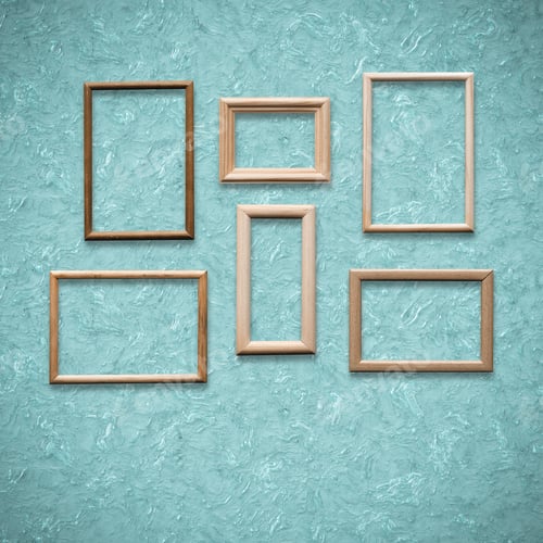 Preview: Old Wooden Frames On Old Blue Wall