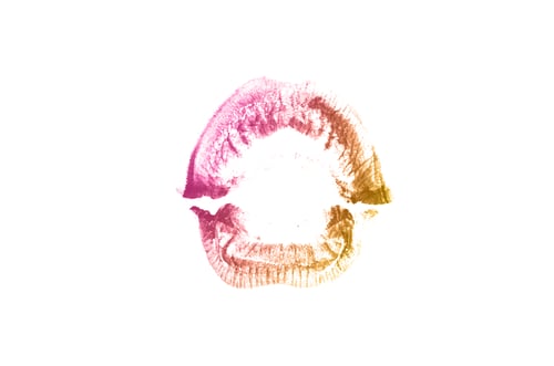Preview: Color Lipstick Kiss Mark On White Background. Beautiful Lips Isolated On White. A Bright Imprint Of