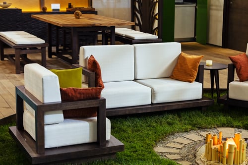 Detail Of Classic Furniture Sofa In Living Room.