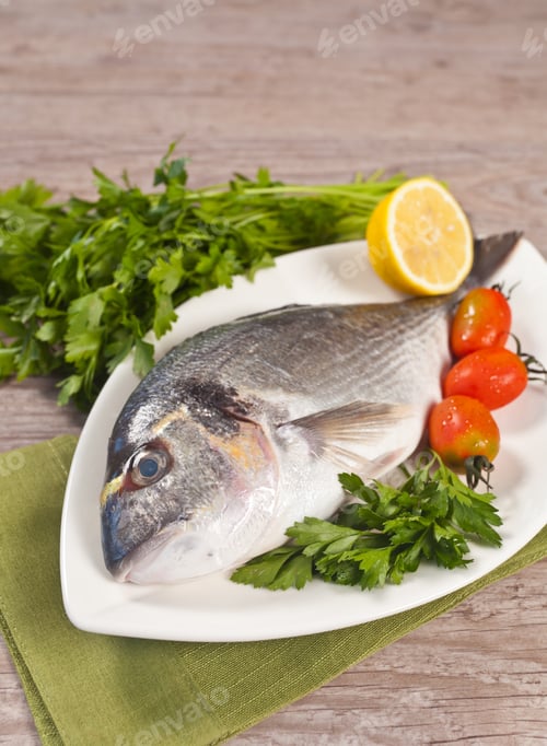 Preview: Fresh Raw Sea Bream Ready To Be Cooked