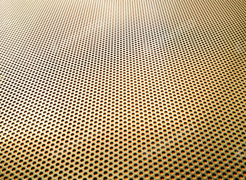 Preview: Yellow Gold Perforated Steel Plate For Background, Iron Perforated Sheet Metal.
